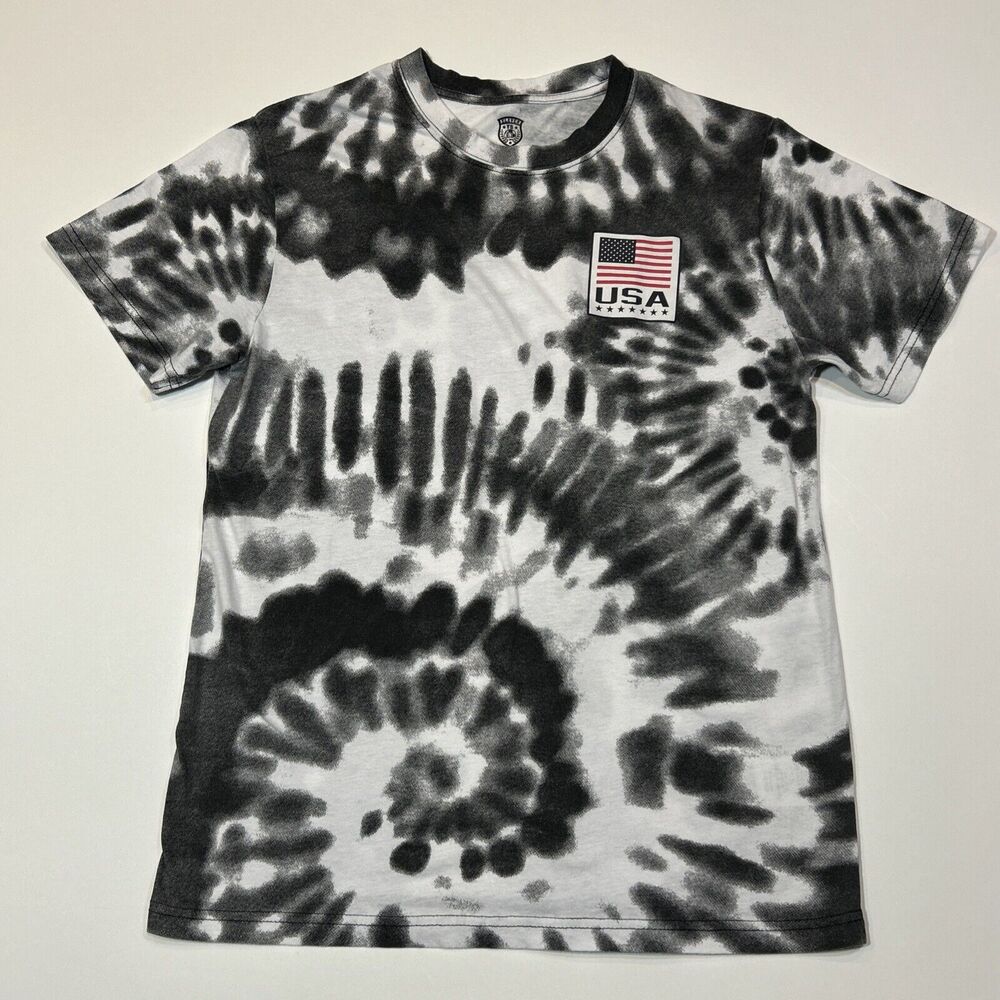 USA Soccer Womans Shirt Size XL Extra Large Tie Dye Black White Activewear